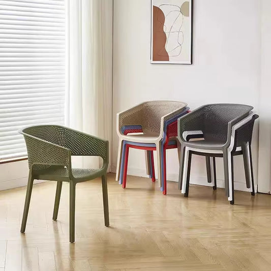 Lumina Leaf Modern Plastic Dining Chair with Armrests